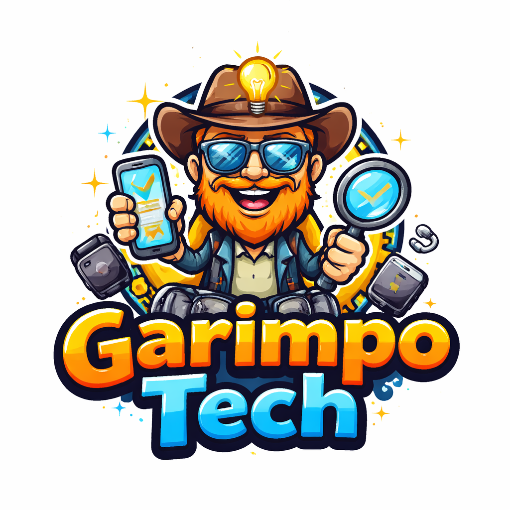 logo de garimpotech com estilo divertido